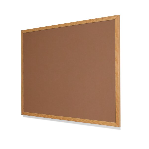 2166 Nutmeg Spice Colored Cork Forbo Bulletin Board with Narrow Red Oak Frame